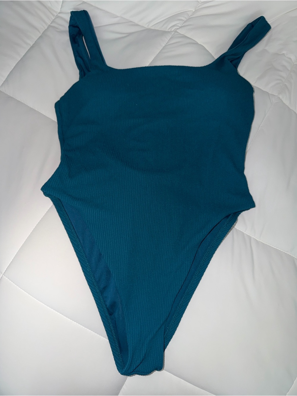 Vitamin A Textured Scoop Swimsuit in Teal blue